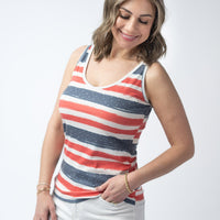 IN STOCK Kennedy Tank - Striped Red, White, and Micro Blue Stars FINAL SALE