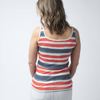IN STOCK Kennedy Tank - Striped Red, White, and Micro Blue Stars FINAL SALE