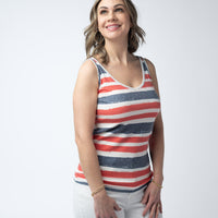 IN STOCK Kennedy Tank - Striped Red, White, and Micro Blue Stars FINAL SALE