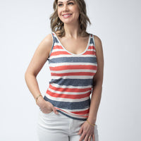 IN STOCK Kennedy Tank - Striped Red, White, and Micro Blue Stars FINAL SALE