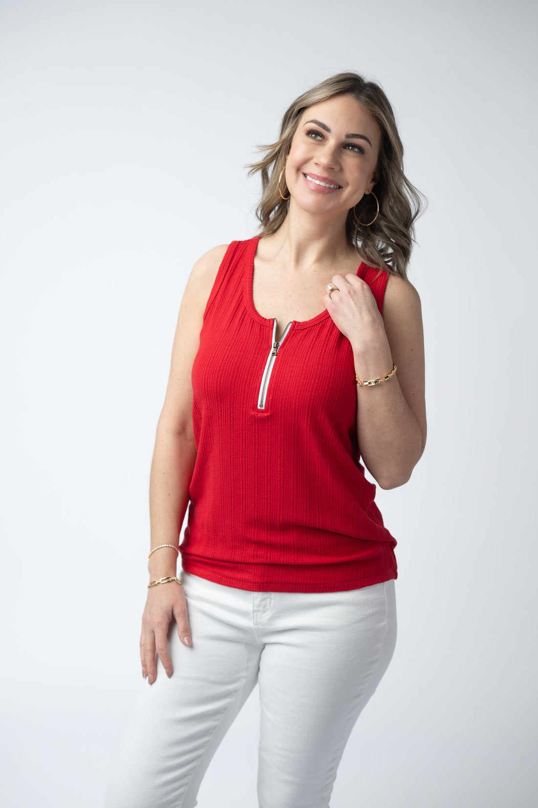 IN STOCK Mila Zipper Tank - Red