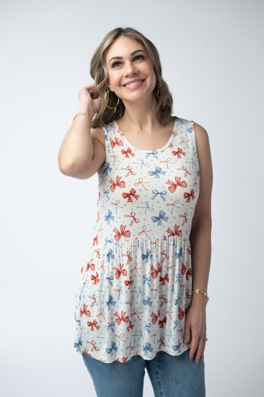 IN STOCK Renee Ruffle Tank Top - American Bows FINAL SALE