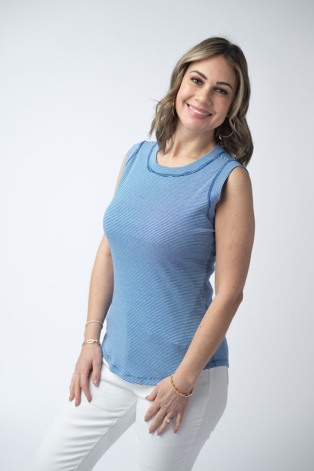 IN STOCK Morgan Micro Striped Tank - Blue