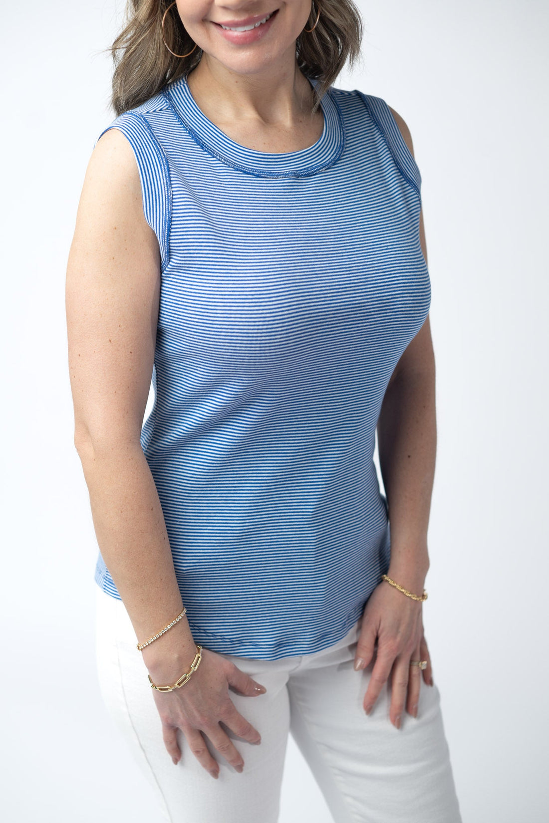 IN STOCK Morgan Micro Striped Tank - Blue