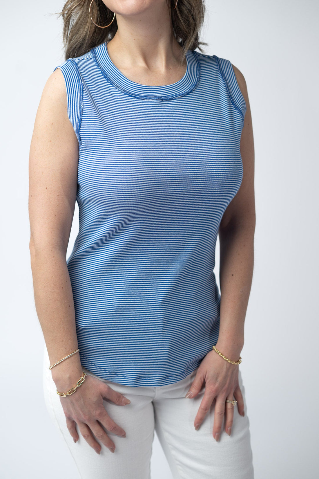 IN STOCK Morgan Micro Striped Tank - Blue