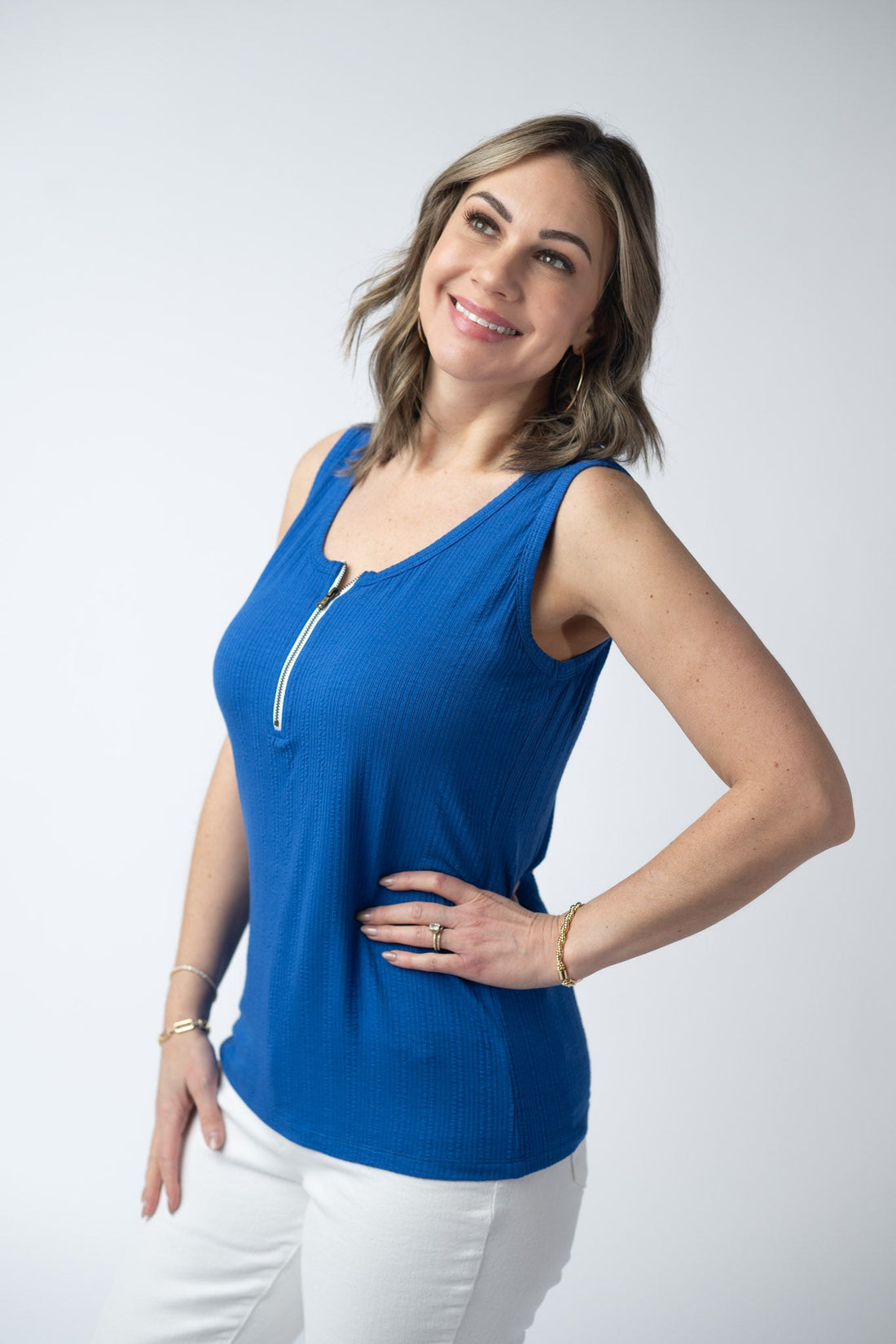 IN STOCK Mila Zipper Tank - Blue