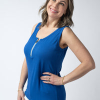 IN STOCK Mila Zipper Tank - Blue