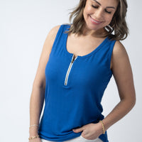 IN STOCK Mila Zipper Tank - Blue