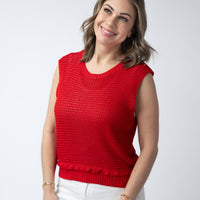 IN STOCK Amaya Open Knit Top - Red FINAL SALE