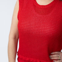 IN STOCK Amaya Open Knit Top - Red FINAL SALE