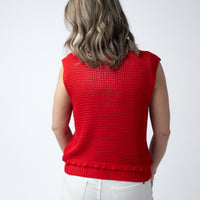 IN STOCK Amaya Open Knit Top - Red FINAL SALE