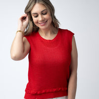IN STOCK Amaya Open Knit Top - Red FINAL SALE