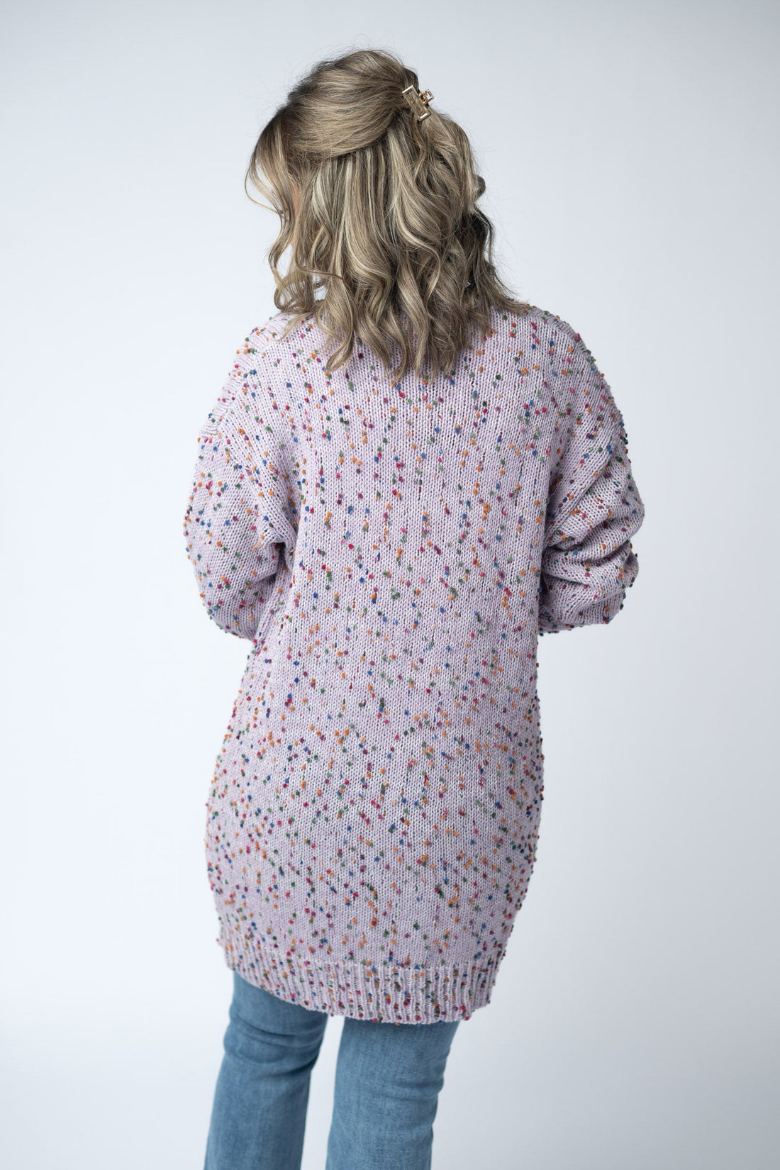 IN STOCK Carly Confetti Dot Cardigan - Lavender