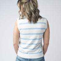 IN STOCK Lucy Striped Button Tank - Sky Blue