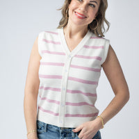 IN STOCK Lucy Striped Button Tank - Pink