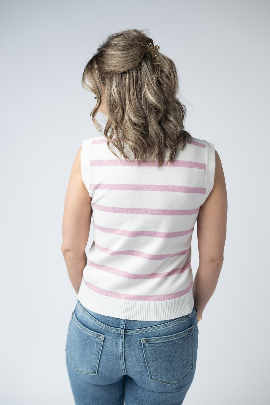 IN STOCK Lucy Striped Button Tank - Pink