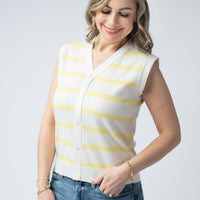 IN STOCK Lucy Striped Button Tank - Yellow