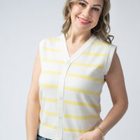 IN STOCK Lucy Striped Button Tank - Yellow