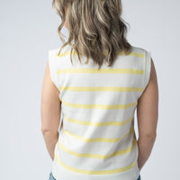 IN STOCK Lucy Striped Button Tank - Yellow