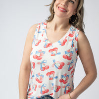 IN STOCK Noelle Tank - Patriotic Cherries FINAL SALE