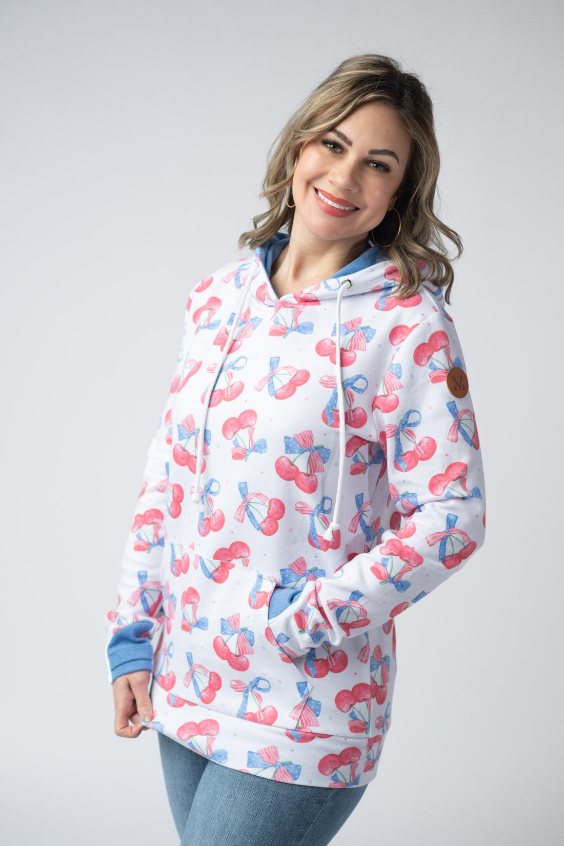 IN STOCK Hailey Pullover Hoodie - Patriotic Cherries