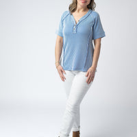 IN STOCK Juliette Button Top - Blue FINAL SALE