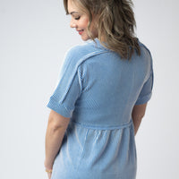 IN STOCK Juliette Button Top - Blue FINAL SALE