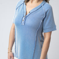 IN STOCK Juliette Button Top - Blue FINAL SALE