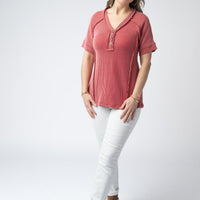 IN STOCK Juliette Button Top - Red FINAL SALE