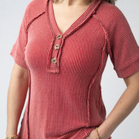 IN STOCK Juliette Button Top - Red FINAL SALE