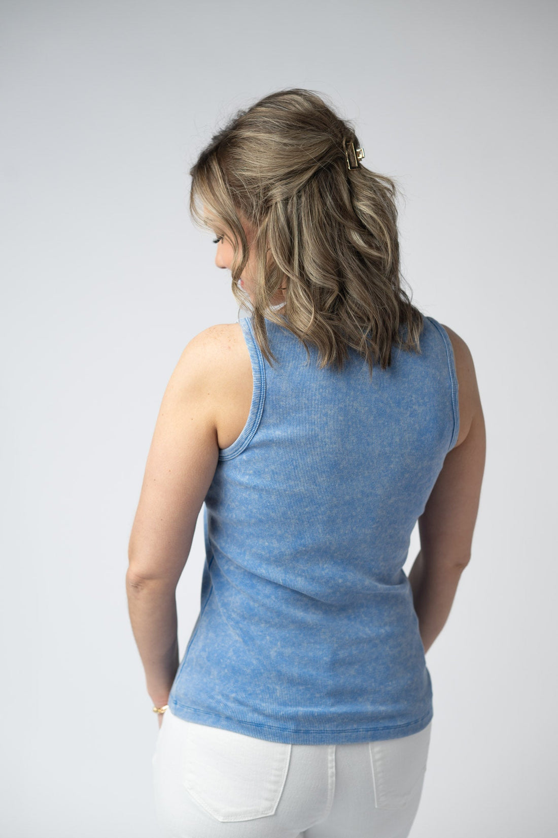 IN STOCK Audrey Vintage Wash Tank - Blue