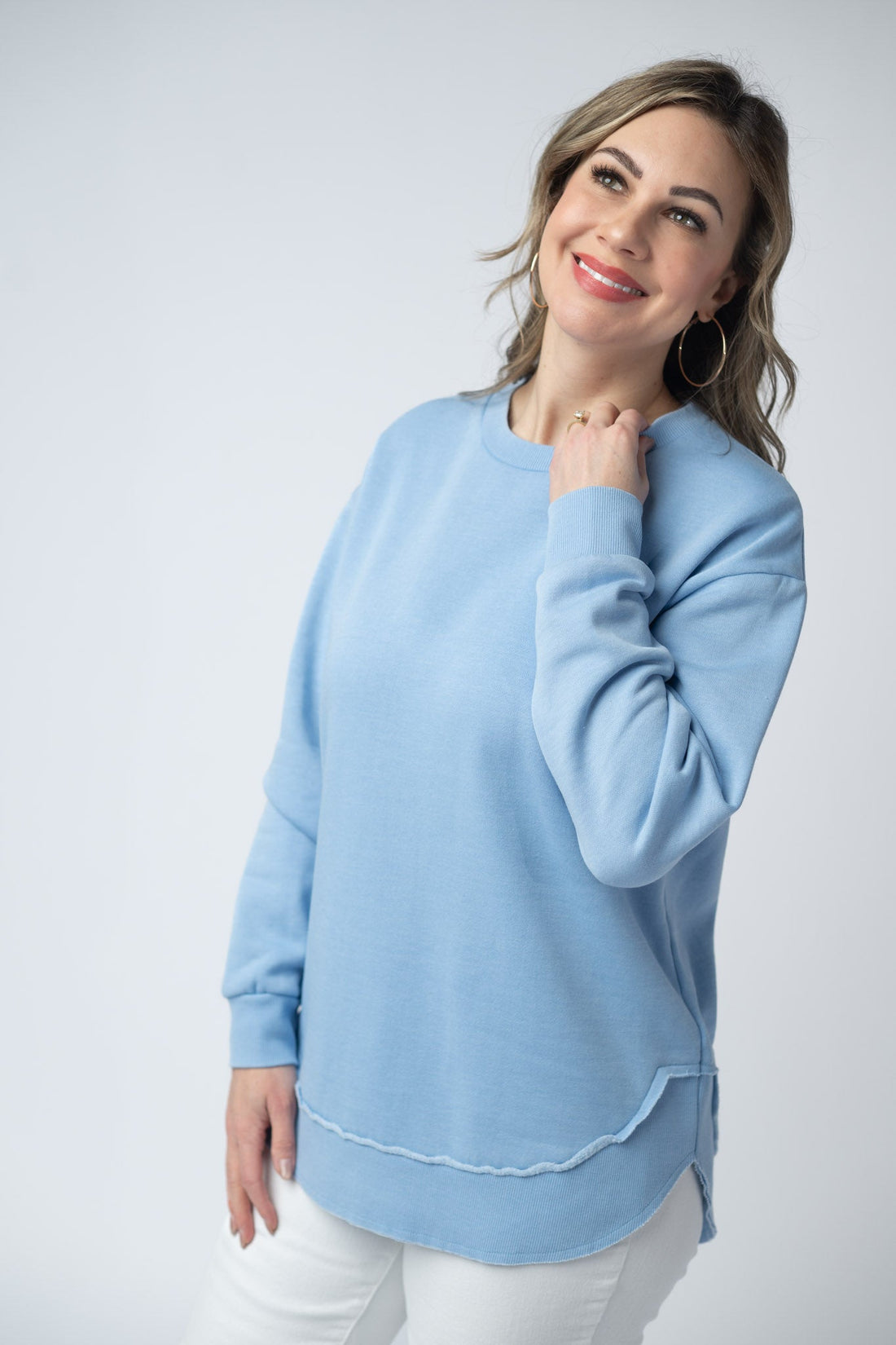 IN STOCK Vintage Wash Pullover - Dusty Blue