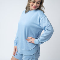 IN STOCK French Terry Stevie Shorts - Dusty Blue