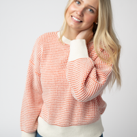 IN STOCK Charlotte Sweater - Orange and Ivory