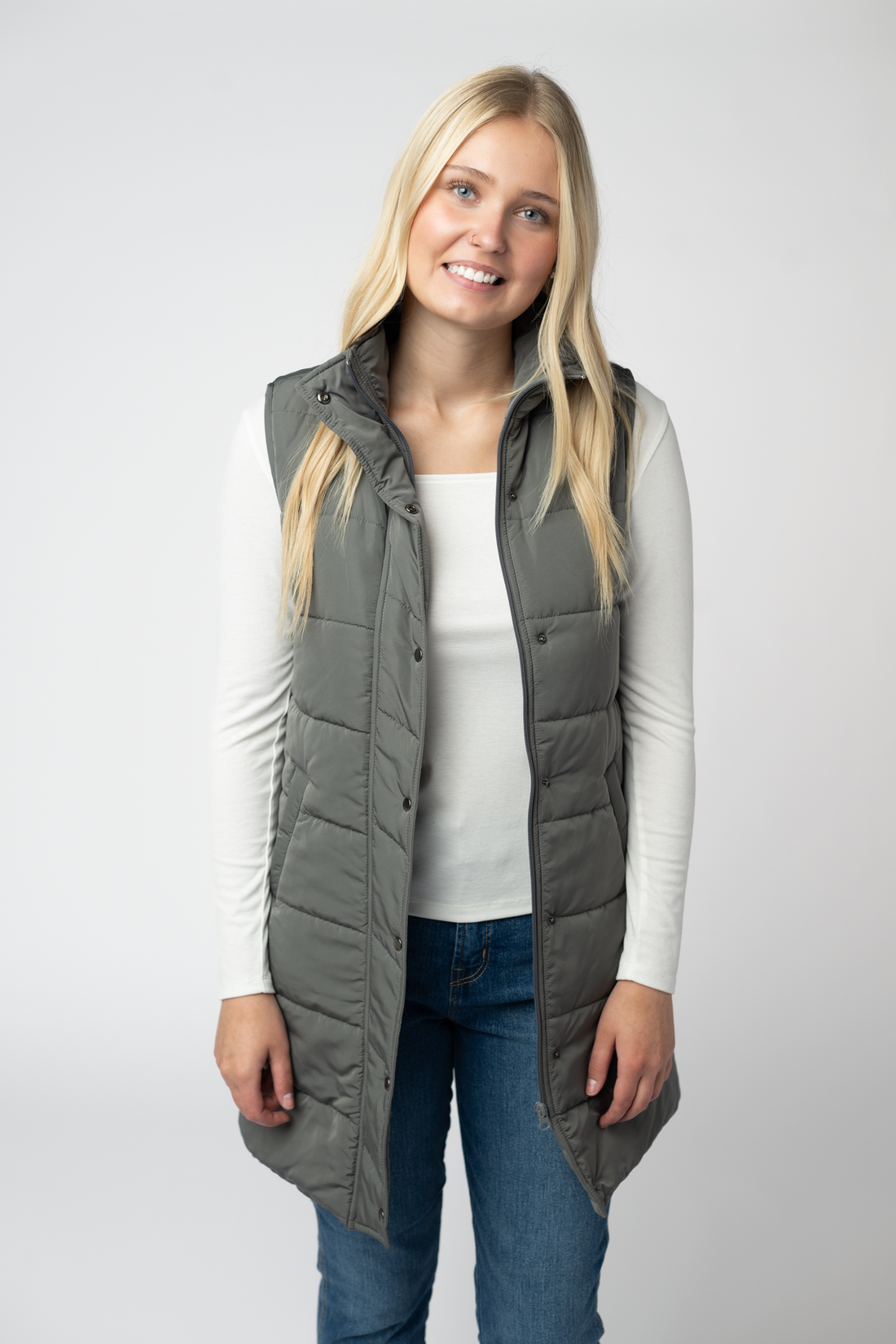 IN STOCK Harlow Long Vest - Grey