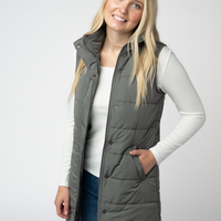IN STOCK Harlow Long Vest - Grey