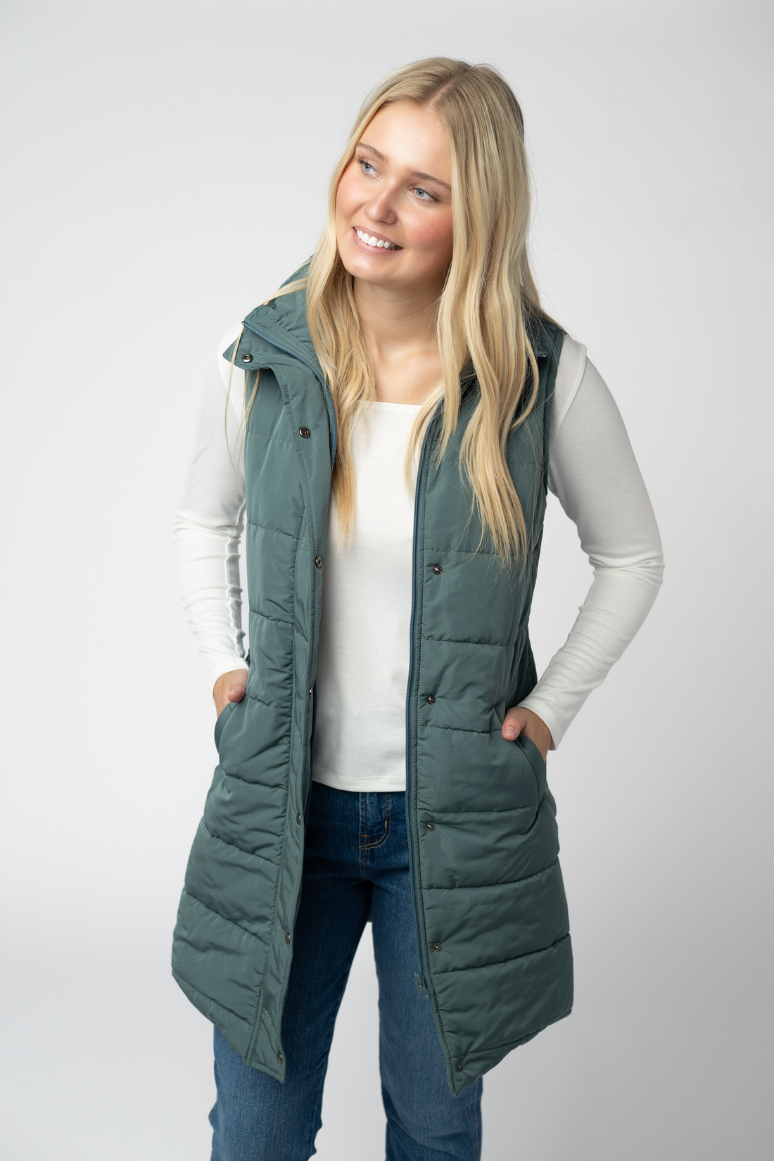 IN STOCK Harlow Long Vest - Teal