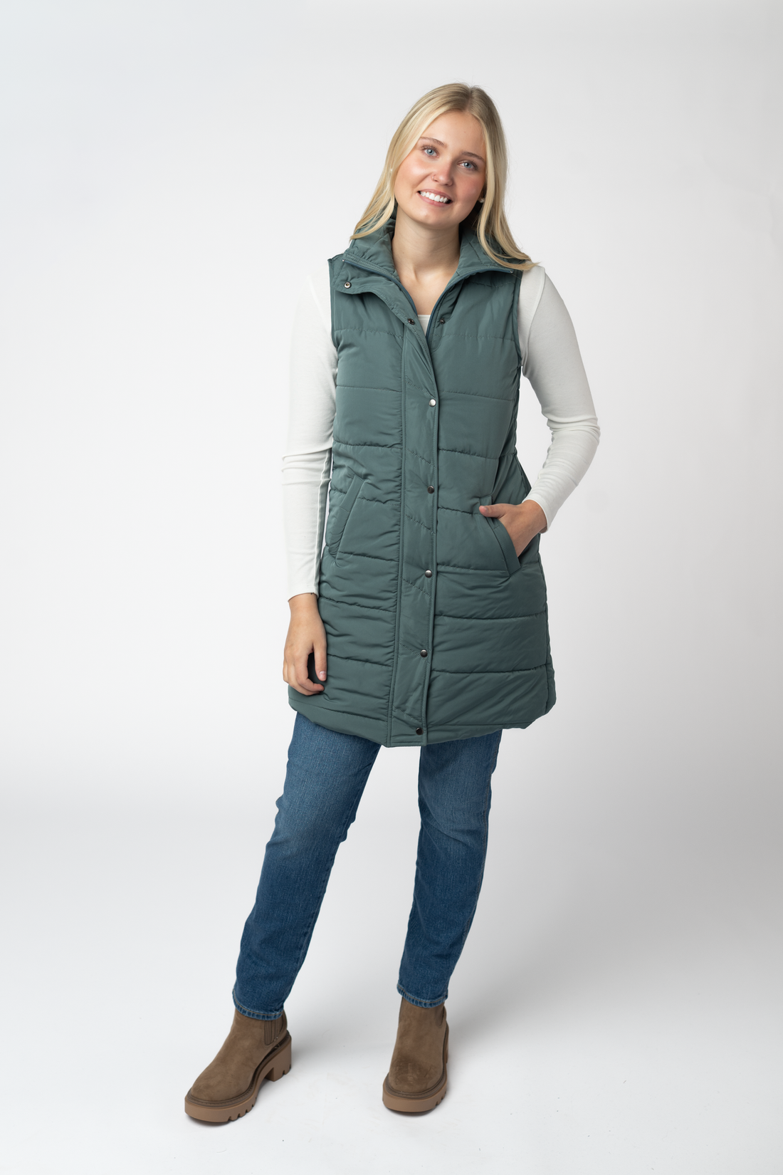 IN STOCK Harlow Long Vest - Teal
