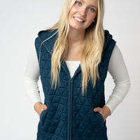 IN STOCK Heather Geometric Hooded Vest - Teal
