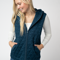 IN STOCK Heather Geometric Hooded Vest - Teal