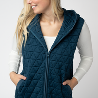 IN STOCK Heather Geometric Hooded Vest - Teal
