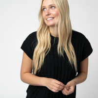 IN STOCK Kelly Knitted Top - Black