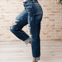 Danny Mid Rise Cuffed Destroyed Boyfriend Jeans