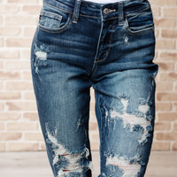 Danny Mid Rise Cuffed Destroyed Boyfriend Jeans