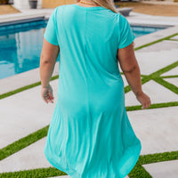 Dolman Sleeve Maxi Dress in Neon Blue