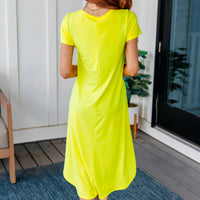 Dolman Sleeve Maxi Dress in Neon Yellow