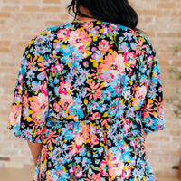 Dreamer Peplum Top in Black Multi Floral