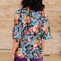 Dreamer Peplum Top in Black Multi Floral