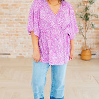 Dreamer Peplum Top in Lavender Leopard