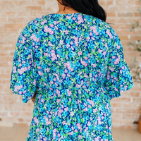 Dreamer Peplum Top in Navy and Mint Floral